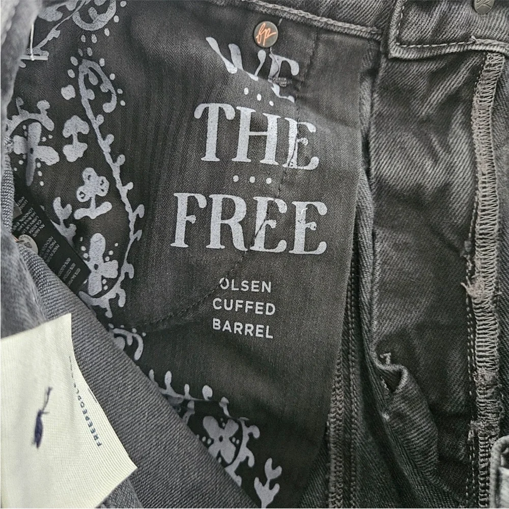 Free People Olsen Black Cuffed Barrel Jeans Sizes NWT SIZE 27 - Picture 8 of 8